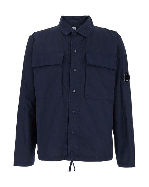 C P Company Blue Jacket With Classic Collar for men
