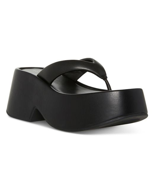 Madden Girl Black L14498568 Faux Leather Thong Platform Sandals
