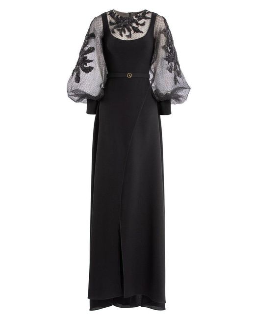 embroidered envelope dress Embroidered black & silver envelope dress