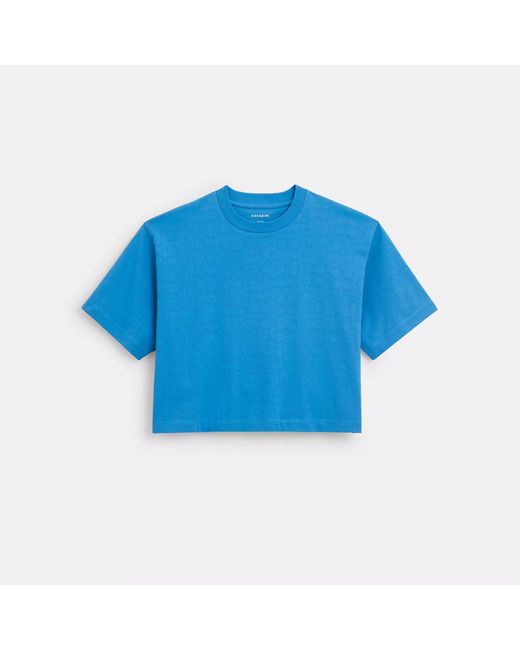 COACH Blue Signature Cropped T Shirt