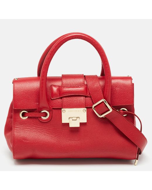 Jimmy Choo Red Leather Rosalie Tote
