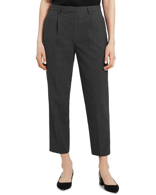 Theory Black High Rise Pleated Ankle Pants