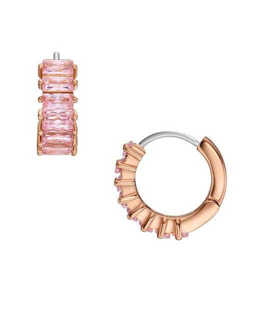 Fossil Pink Hazel Valentine Heart Crystals Hoop Earrings