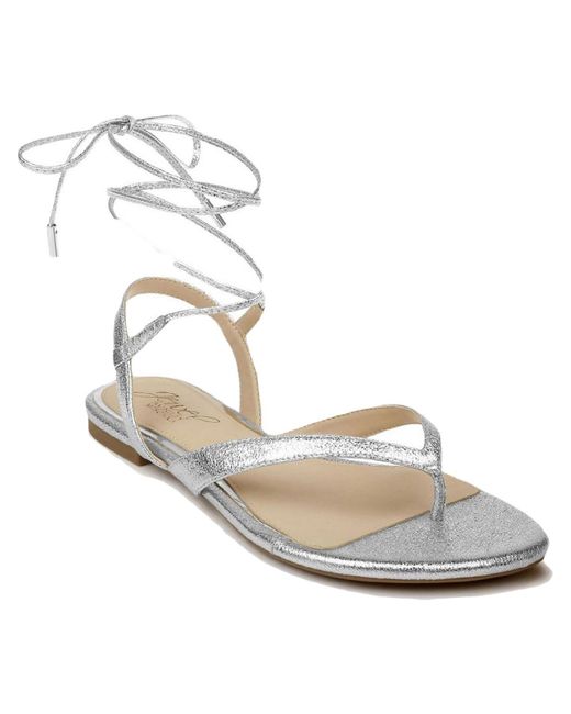 Badgley Mischka White Nolana Metallic Flat Dress Sandals