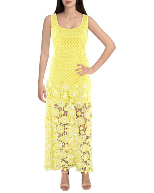 Jonathan Simkhai Yellow Samilla Crochet Semi-sheer Maxi Dress