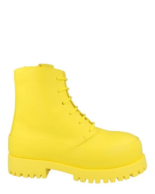 Ferragamo Yellow Fede Leather Combat Boots for men