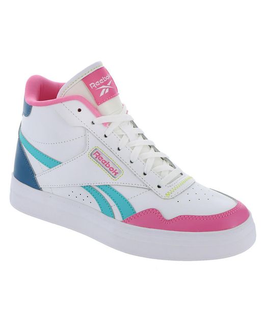 Reebok Pink Court Advance Leather High-top Basketball Shoes