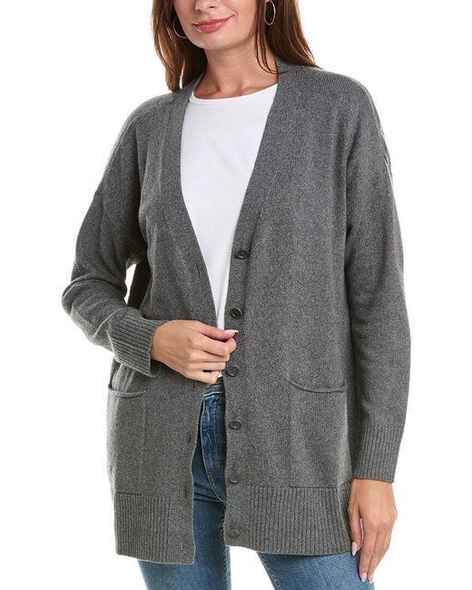 Eileen Fisher Cashmere Blend Cardigan in Gray Lyst