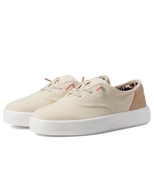 HeyDude White Conway Craft Linen Sneakers Slip On Casual Shoes Jobb030