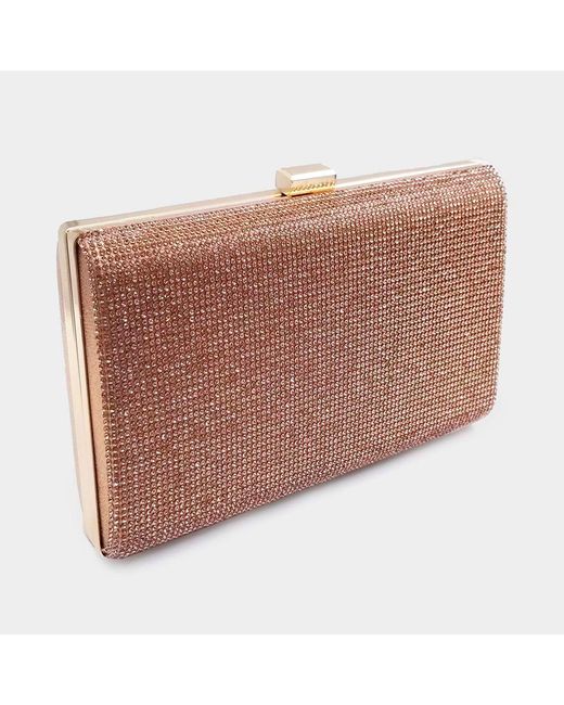 Fashnzfab Brown Bling Rectangle Evening Clutch Crossbody Bag