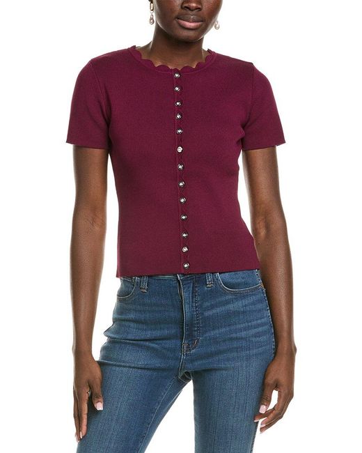 Endless Rose Purple Scalloped Accent Button Top