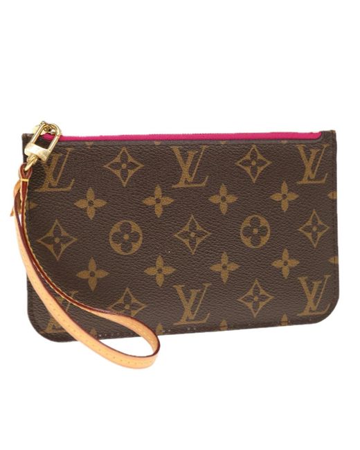 Louis Vuitton Brown Neverfull Canvas Clutch Bag (pre-owned)