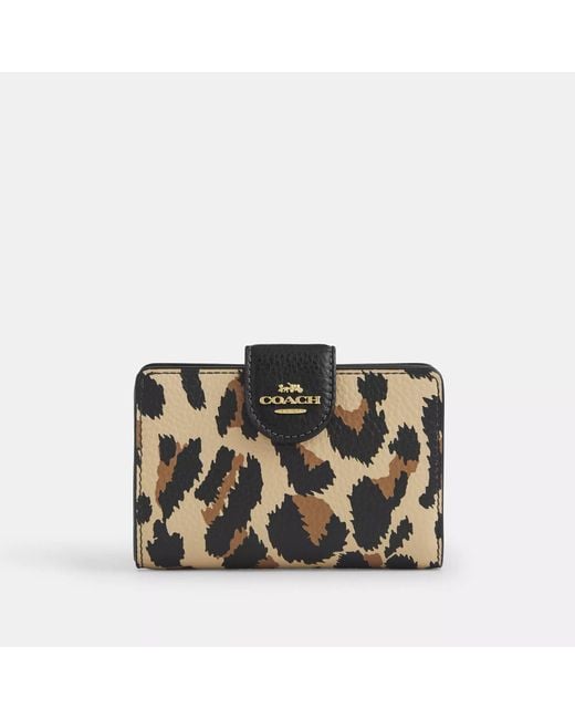 COACH Multicolor Medium Corner Zip Wallet With Leopard Print