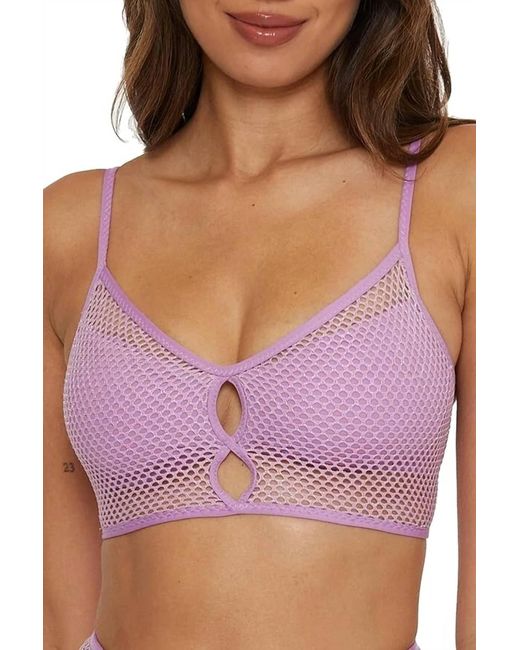 Becca Purple Network Side Tie Hipster Bikini Bottom And Cami Bikini Top Set