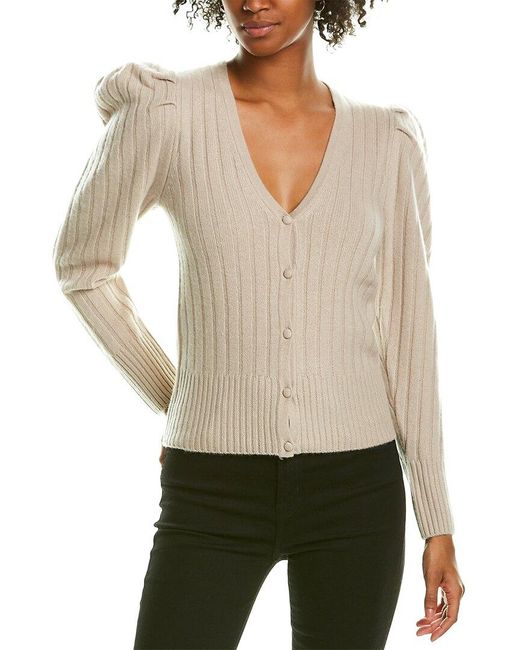 Puff Sleeve Cashmere Cardigan 