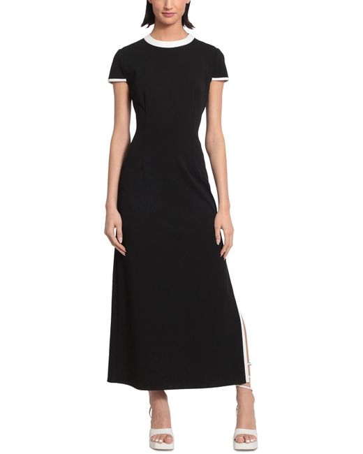 Donna Karan Black Piping Polyester Maxi Dress