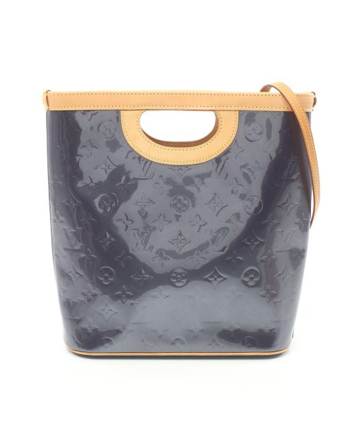 Louis Vuitton Gray Still Wood Vertical Monogram Vernis Andigo Handbag Tote Bag Leather 2way