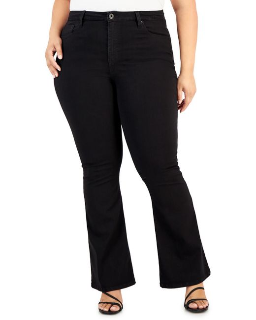 Celebrity Pink Black Plus High Rise Knit Flare Jeans
