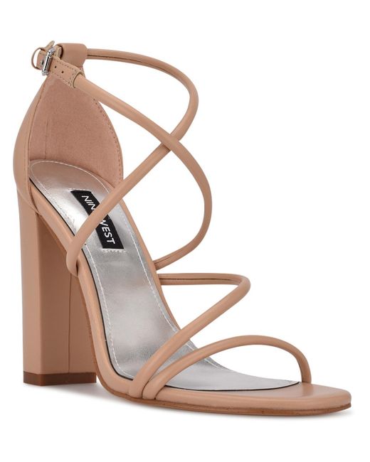 Nine West Maer3 Faux Leather Ankle Strap Block Heels in Pink Lyst