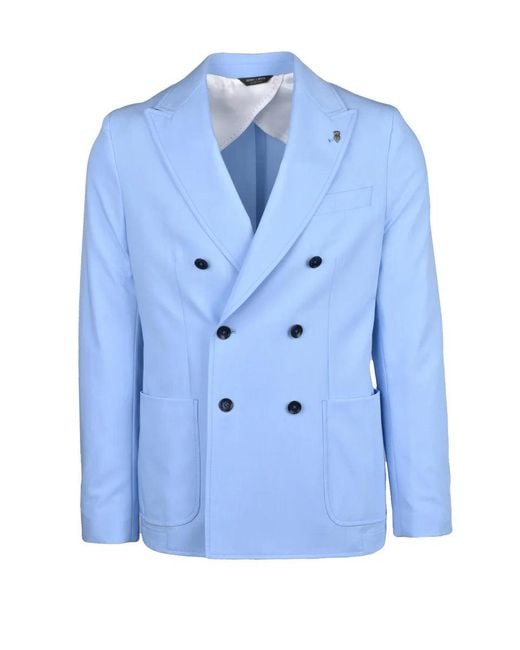 Berry & Brian Blue Unlined Double-Breasted Jacket for men