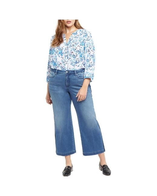 NYDJ Blue Plus Teresa Satin Trim Denim Ankle Jeans