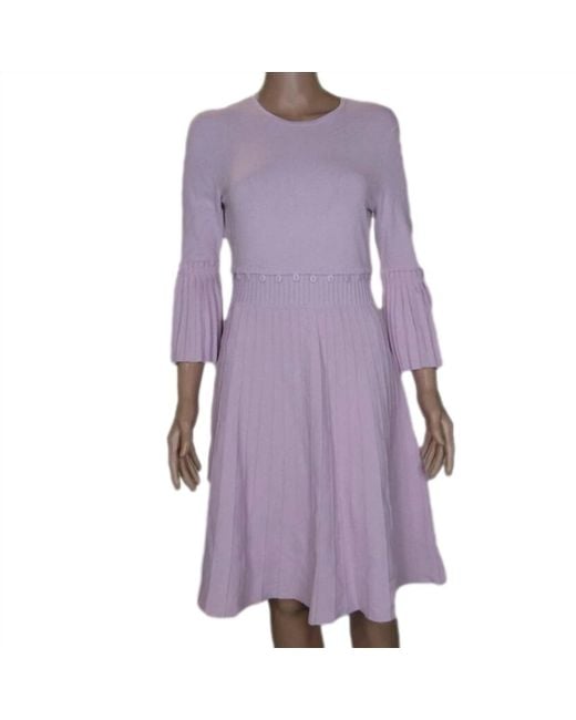 Lela Rose Pleated Long Sleeve Fit & Flare Dress in Purple | Lyst Lela Rose Pleated Long Sleeve Fit & Flare Dress in Purple | Lyst