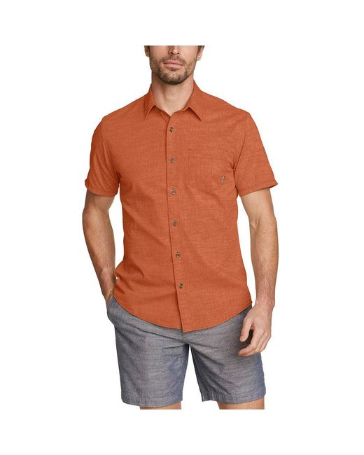 Eddie Bauer Red Camano Short-sleeve Shirt - Solid for men