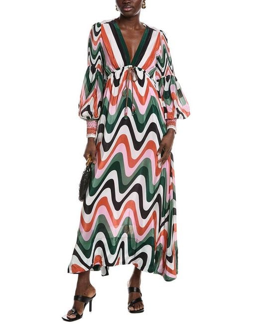 Farm Rio White Wave Gradient Maxi Dress