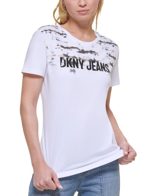 DKNY White Printed Ogo Graphic T-shirt