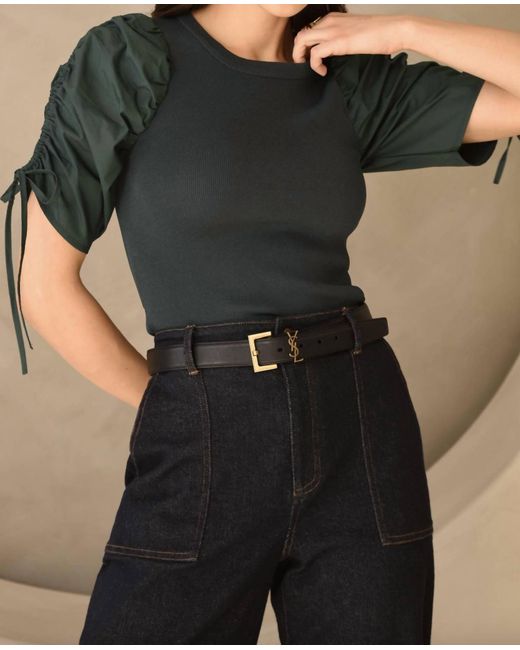 Greylin Black Vendra Kinit Poplin Top