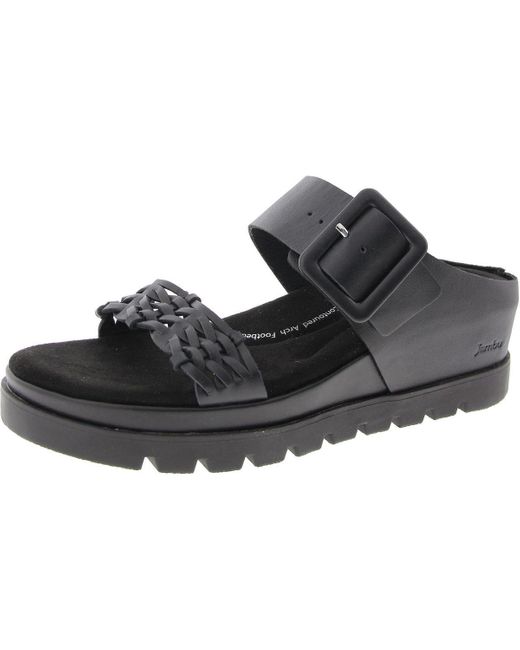 Jambu Black Dara Buckle Open Toe Slide Sandals