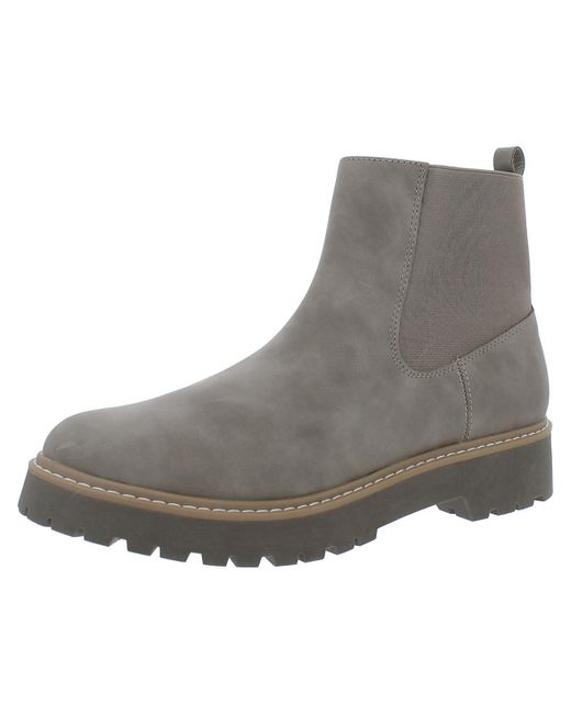 DV by Dolce Vita Gray Lobera Faux Leather Ankle Chelsea Boots