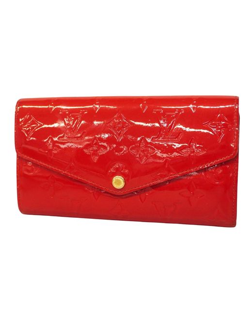 Louis Vuitton Red Portefeuille Sarah Patent Leather Wallet (pre-owned)