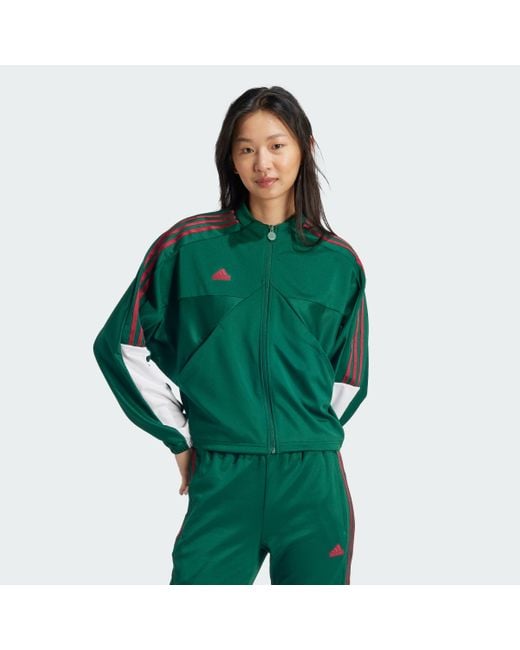Adidas 3 stripe green tracksuit jacket online
