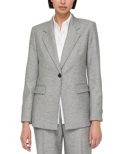 Lafayette 148 New York Gray Single Button Wool-Blend Blazer