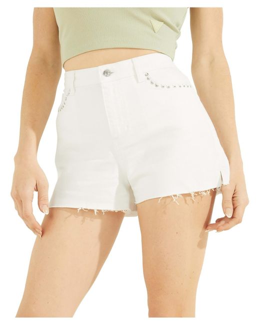 Guess Claudia Denim Mini Cutoff Shorts in White Lyst