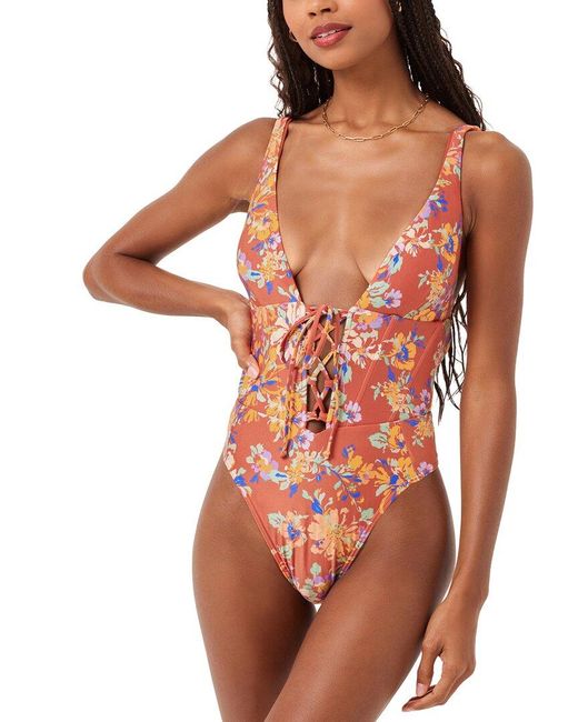 L*Space Red L* Printed Belle One-piece