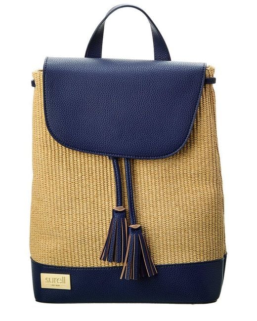 Surell Blue Paper Straw Backpack
