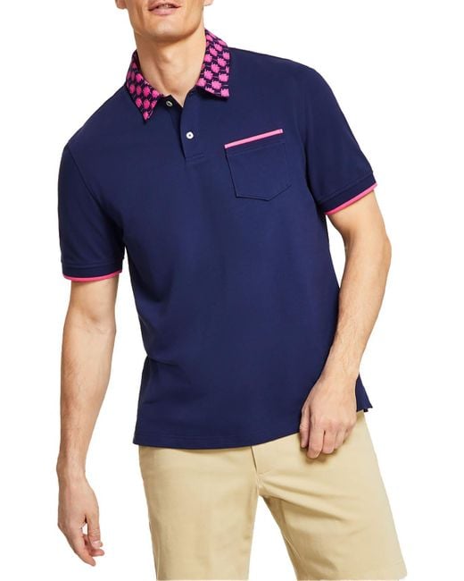 Club Room Blue Printed Collar Polo for men