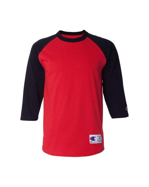 Champion Red Three-quarter Raglan Sleeve Baseball T-shirt for men