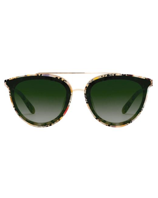 Krewe Green Clio Nylon Poppy 12k Aviator Sunglasses