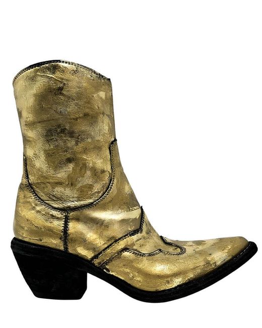 Madison Maison Green Laminated Pointy Toe Ankle Boot