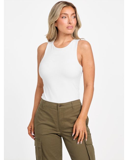 Guess White Babs Sleeveless Bodysuit