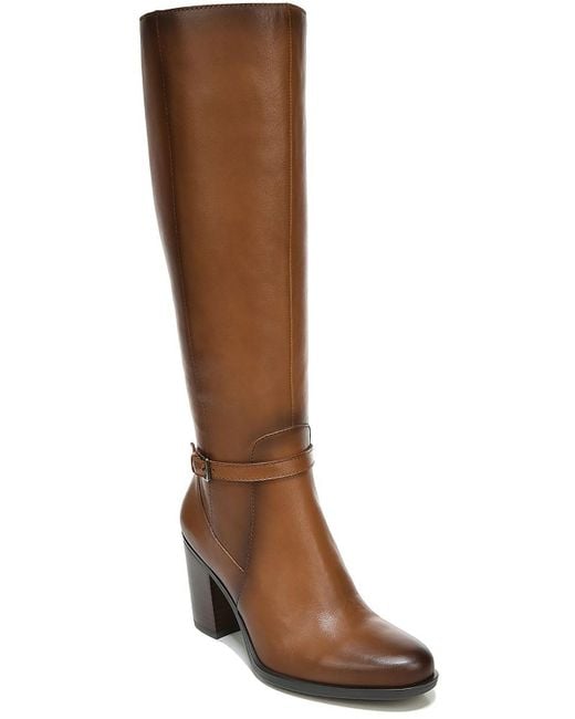 Naturalizer Brown Kalina Leather Block Heel Knee-high Boots