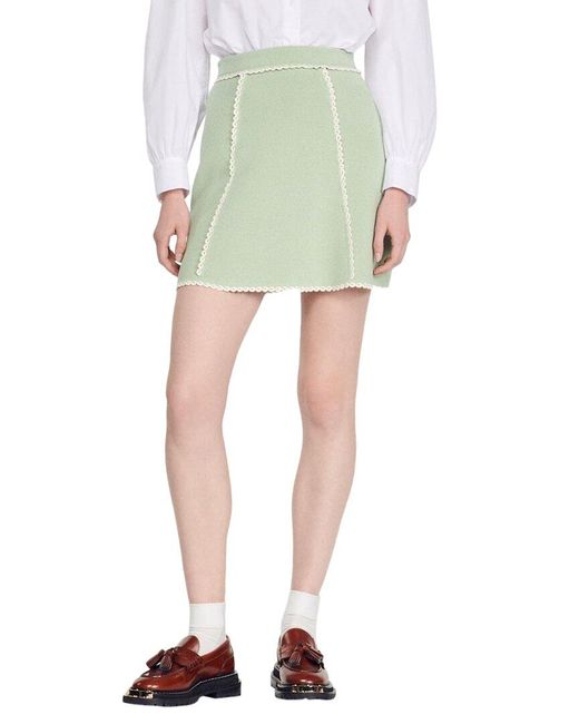Sandro Green Knitted Skirt