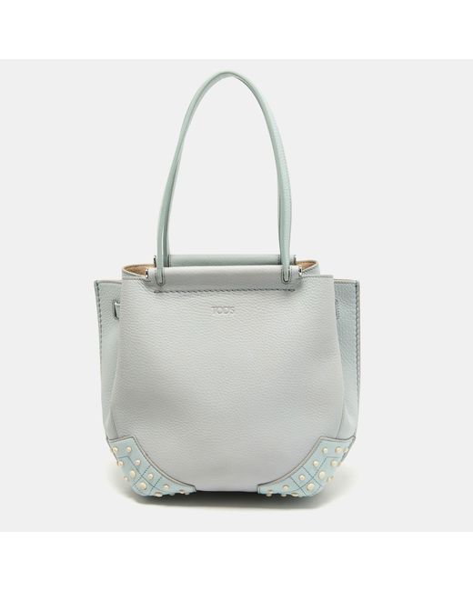 Tod's Gray Light Leather Wave Tote