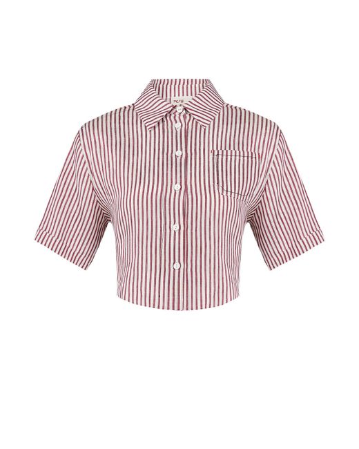 Pcfg Red Free Heaven Striped Crop Shirt