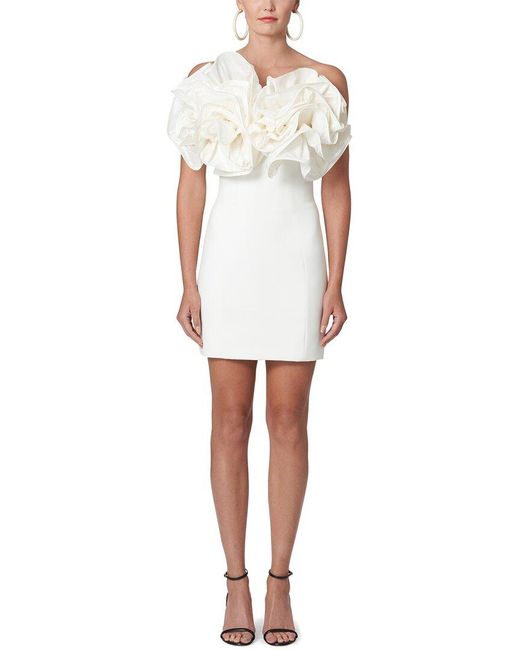 Carolina Herrera White Strapless Silk-Trim Mini Dress