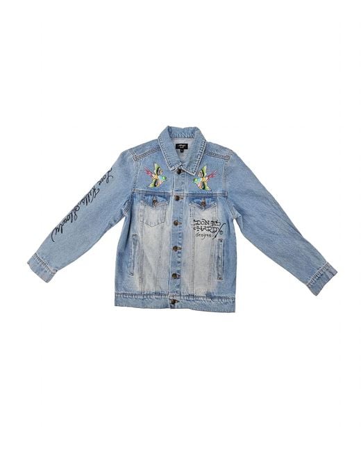 Ed Hardy Blue Brave Eagle Denim Jacket