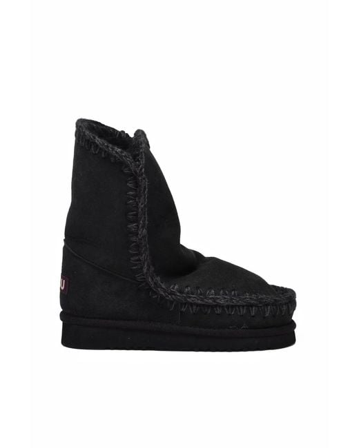 Mou Black Suede Wool Eskimo Boots